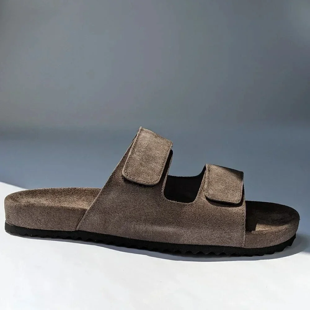 NWT The Men's Store Bloomingdale's Two Strap Grey Sandals Size 8 (MSRP $145)